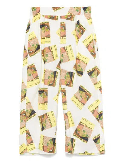 The Animals Observatory Kids' Graphic-print Trousers In White