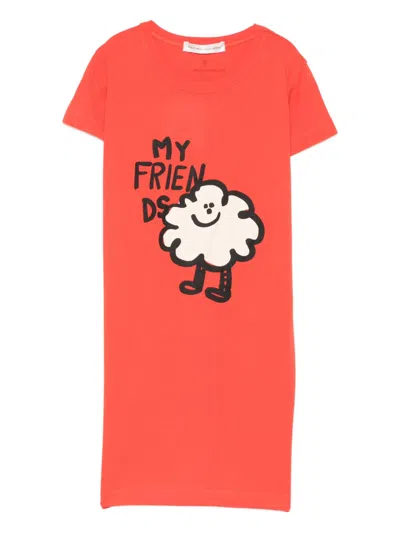 The Animals Observatory Kids' Graphic T-shirt Dress In Orange
