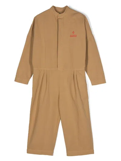 The Animals Observatory Kids' Grasshopper Logo-embroidered Jumpsuit In Brown
