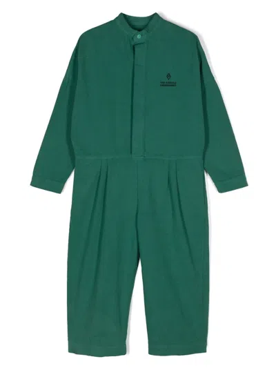 The Animals Observatory Kids' Grasshopper Logo-embroidered Jumpsuit In Green
