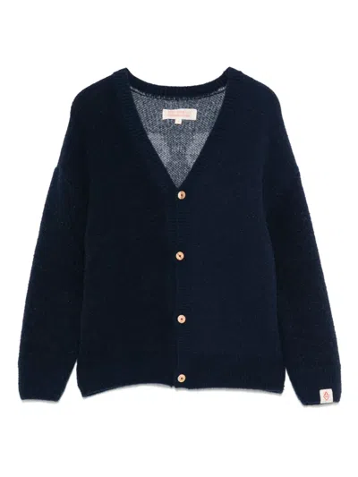 The Animals Observatory Kids' Heart-motif Cardigan In Blue