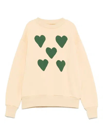 The Animals Observatory Kids' Heart-motif Sweatshirt In Neutral
