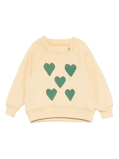 The Animals Observatory Kids' Sweatshirt Mit Herz-print In Neutral