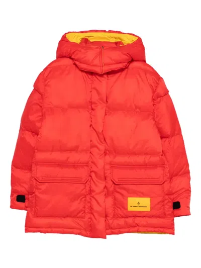 The Animals Observatory Hooded Puffer Jacket In Red
