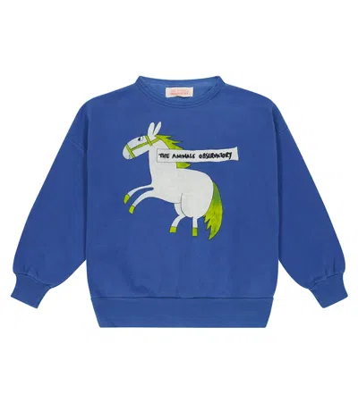 The Animals Observatory Kids' Sweatshirt Aus Baumwolle In Deep Blue Horse