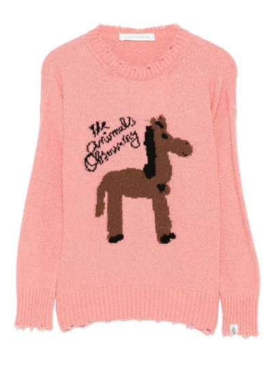 The Animals Observatory Kids' Horse Graphic Top In Pink