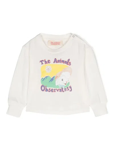 The Animals Observatory Babies' Illustration Logo-print T-shirt In White