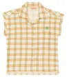 The Animals Observatory Kangaroo Checked Cotton Top In White Squares