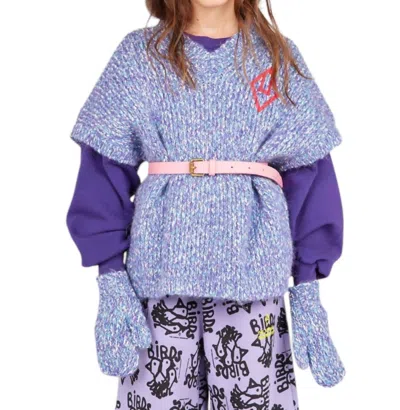 The Animals Observatory Kid's Bat Knit Vest In Blue In Multi