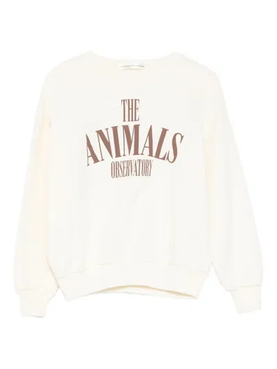 The Animals Observatory Kids' Killifish Logo-print Sweatshirt In Neutral
