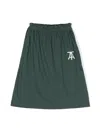 The Animals Observatory Kitten Logo-print Cotton Skirt In Green