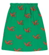 The Animals Observatory Kitten Printed Cotton Skirt In Green Birds