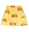 The Animals Observatory Kiwi Printed Cotton Jersey Skirt In Yellow Fruits