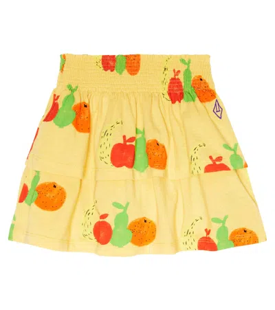 The Animals Observatory Kids' Kiwi Printed Cotton Jersey Skirt In Yellow Fruits