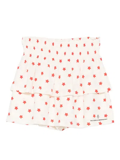The Animals Observatory Kids' Kiwi Star-print Skort In Neutral