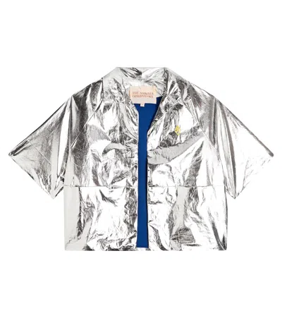 The Animals Observatory Kids' Jacke Lion Aus Baumwolle In Silver