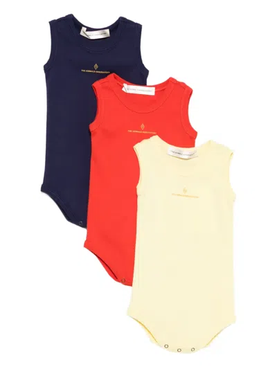 The Animals Observatory Babies' Logo-detail Bodie (pack Of Three) In Multi