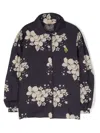 The Animals Observatory Logo-embroidered Floral-print Shirt In Blue