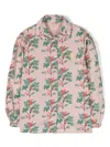 The Animals Observatory Logo-embroidered Graphic-print Shirt In Pink