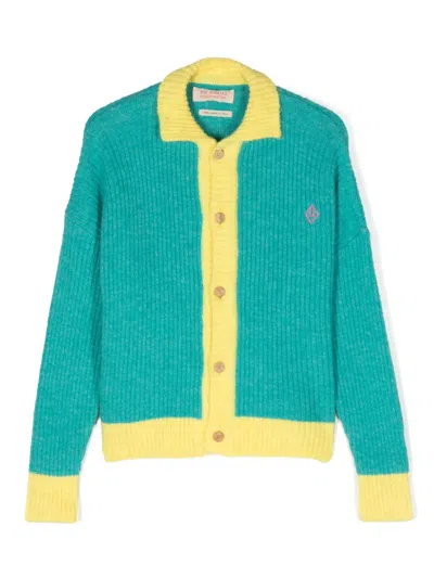 The Animals Observatory Kids' Logo-embroidered Knitted Cardigan In Blue
