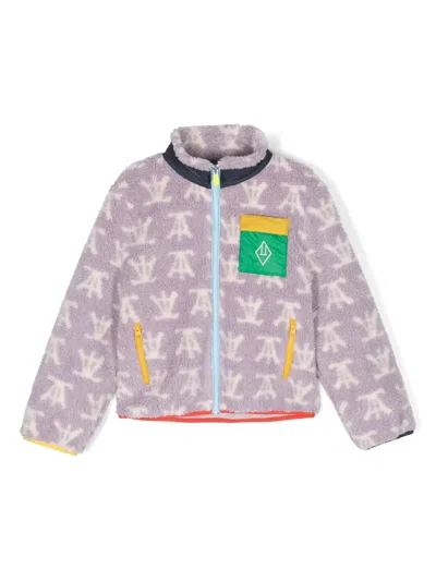 The Animals Observatory Kids' Logo-embroidered Zip-up Jacket In Purple