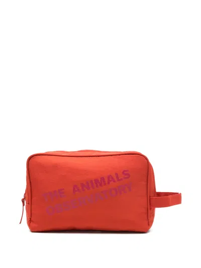The Animals Observatory Kids' Logo Handle Bag In Orange
