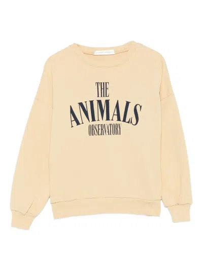 The Animals Observatory Kids' Logo Lettering Top In Neutral