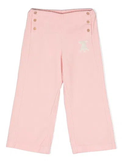 The Animals Observatory Kids' Logo-patch Corduroy Trousers In Pink