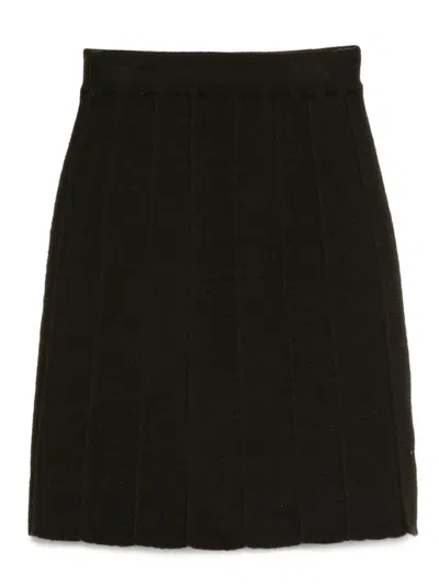 The Animals Observatory Kids' Logo-patch Pleated Skirt In Black