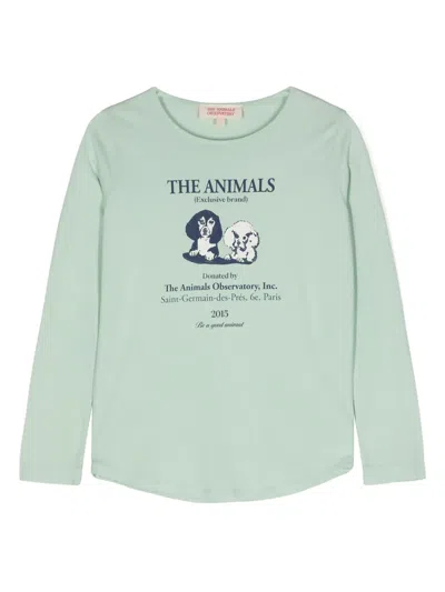The Animals Observatory Logo-print Cotton T-shirt In 绿色