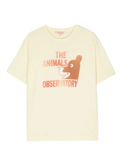 The Animals Observatory Kids' Logo-print Cotton T-shirt In Yellow