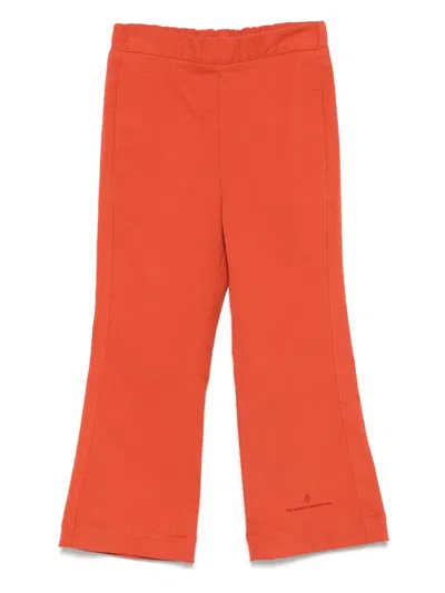 The Animals Observatory Kids' Logo-print Flared Trousers In Red