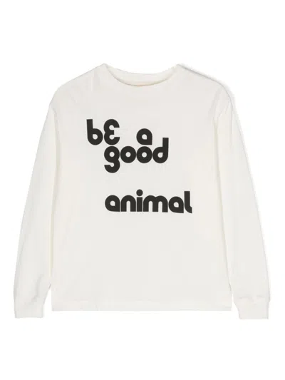 The Animals Observatory Kids' Logo-print Jersey T-shirt In White