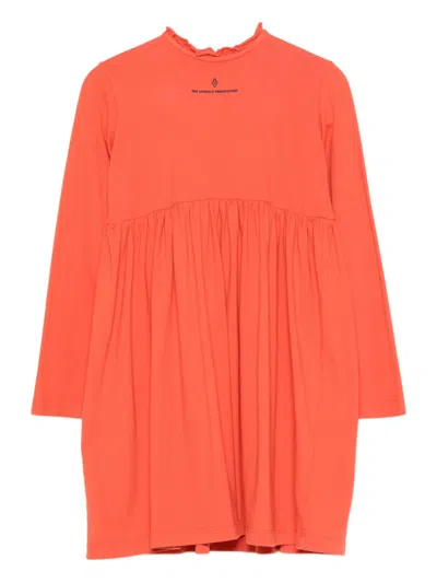 The Animals Observatory Kids' Logo-print Mini Dress In Orange