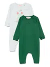 The Animals Observatory Logo-print Romper (set Of Two) In Green