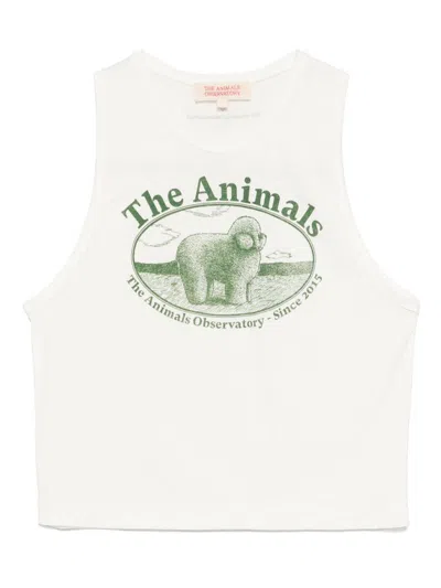 The Animals Observatory Kids' Logo-print Tank Top In White