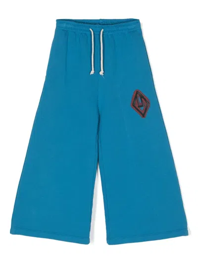 The Animals Observatory Kids' Logo-print Track Pants In Blue