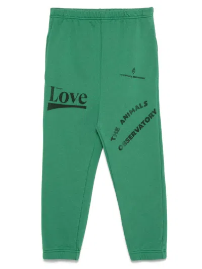 The Animals Observatory Kids' Logo-print Track Pants In Green