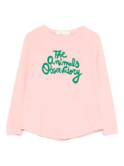 The Animals Observatory Kids' Logo-print Long-sleeve T-shirt In Blue