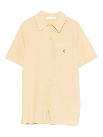 The Animals Observatory Kids' Logo-print Playsuit In Neutral