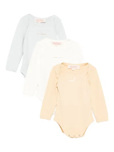 The Animals Observatory Babies' Long-sleeve Bodies (pack Of Three) In White
