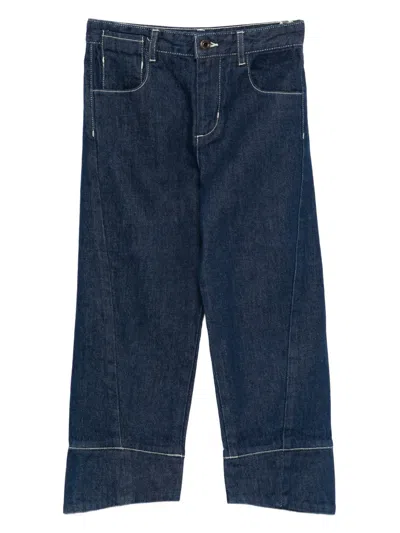 The Animals Observatory Kids' Loon Contrast-stitch Jeans In Blue