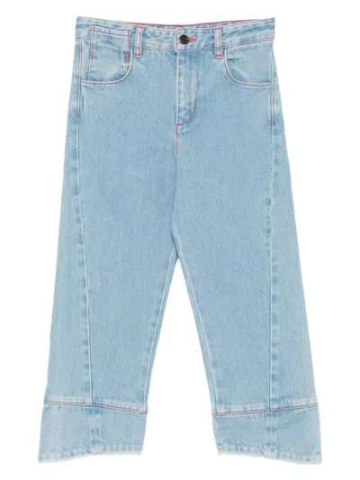 The Animals Observatory Kids' Loon Contrast-stitch Jeans In Blue