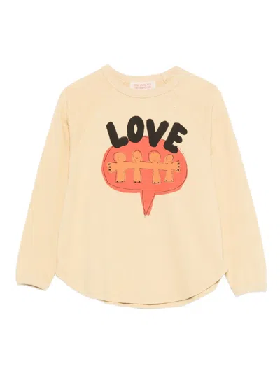 The Animals Observatory Kids' Love Speech-bubble Print Long-sleeve T-shirt In Neutral