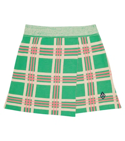 The Animals Observatory Kids' Lynx Checked Cotton Skirt In Green