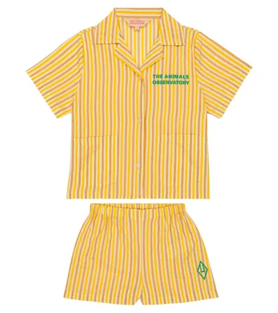 The Animals Observatory Kids' Magpie Striped Cotton Pyjamas In White Stripes