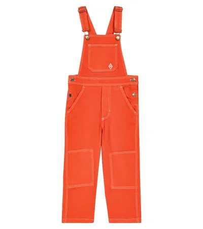 The Animals Observatory Kids' Latzhose Mule Aus Denim In Red Logo