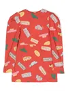 The Animals Observatory Otter Graphic-print Cotton Minidress In Red