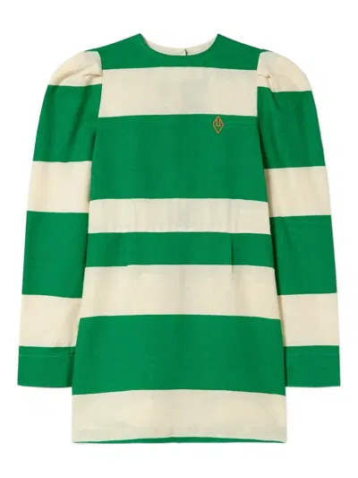 The Animals Observatory Kids' Otter Striped Dress In Green