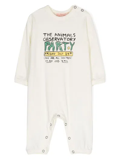 The Animals Observatory Babies' Owl Text-print Pajamas In White